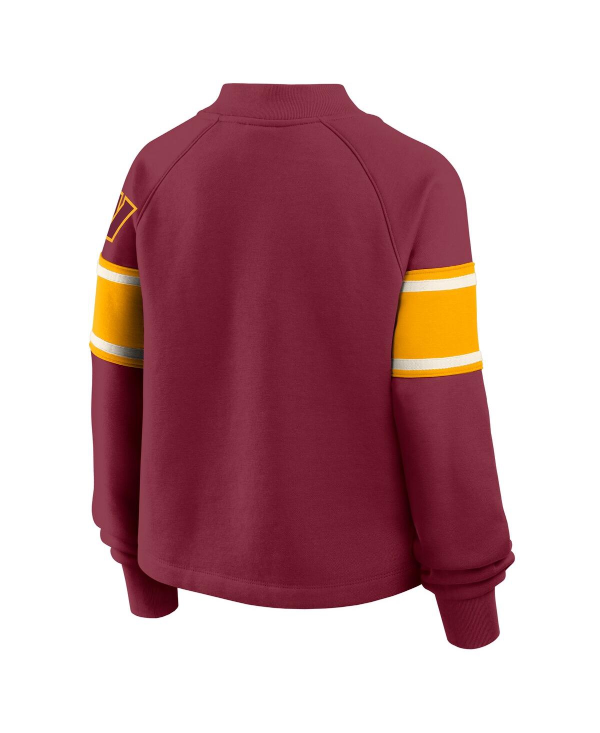 Fanatics Women's Burgundy Washington Commanders Oversized Hometown Toss Sweep Mock Neck Pullover Hoodie In Burgundy