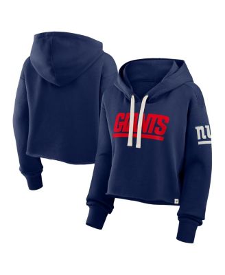 Women's Navy New York Giants Oversized Hometown Heritage Cropped Hoodie