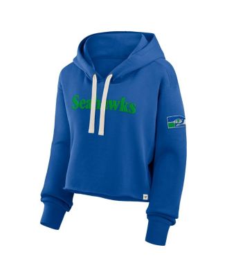 Women's Royal Seattle Seahawks Oversized Hometown Heritage Cropped Hoodie