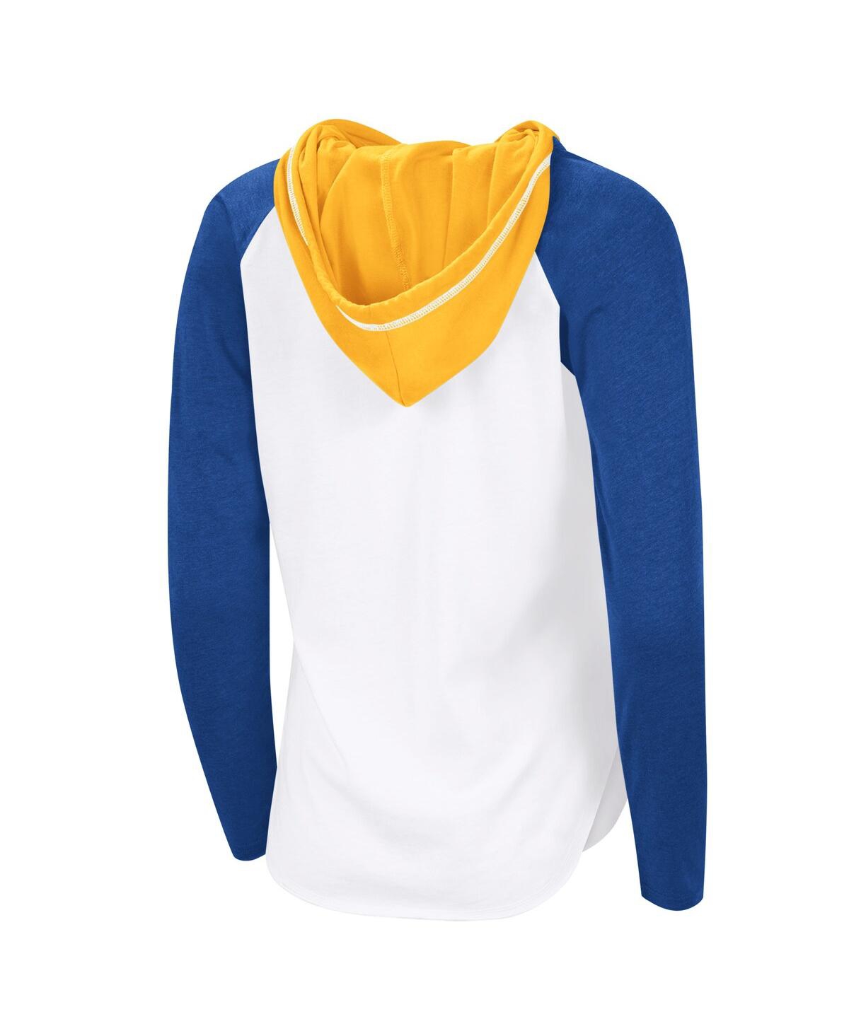 G-iii 4her By Carl Banks Women'sâ White Buffalo Sabres Vip Raglan Long Sleeve Hoodie T-shirt In White