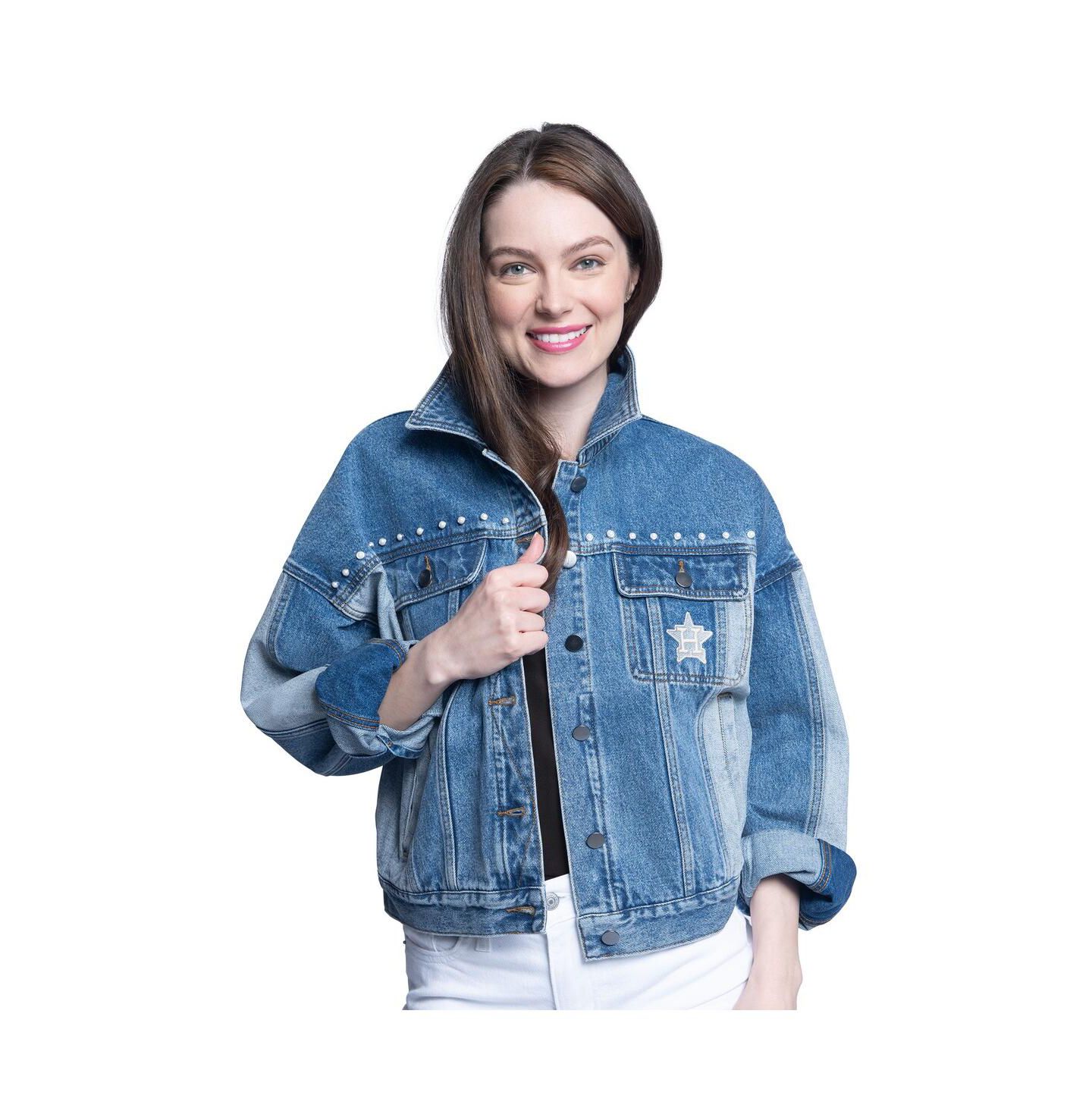 Женская куртка G-III Sports by Carl Banks Women'sHouston Astros Victory Oversized Button-Up Denim Jacket — фото 1