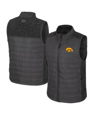 Colosseum - Men's Charcoal Iowa Hawkeyes Nightman Full-Zip Puffer Vest
