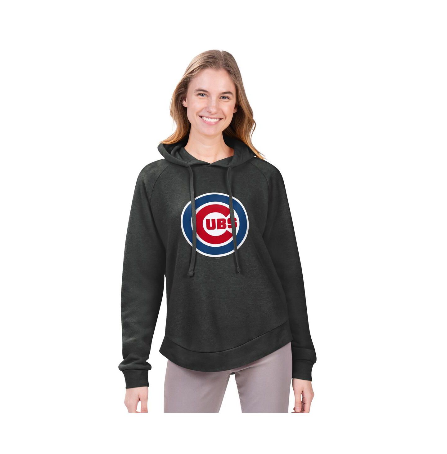 Женское худи G-III 4Her by Carl Banks G-Ill 4Her by Carl Banks Heather Charcoal Chicago Cubs Jordan Angel Raglan Fleece Pullover — фото 1