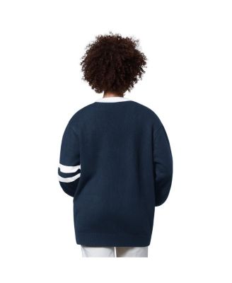 Women's Navy Dallas Cowboys Back Shot Button-Up Cardigan Sweater