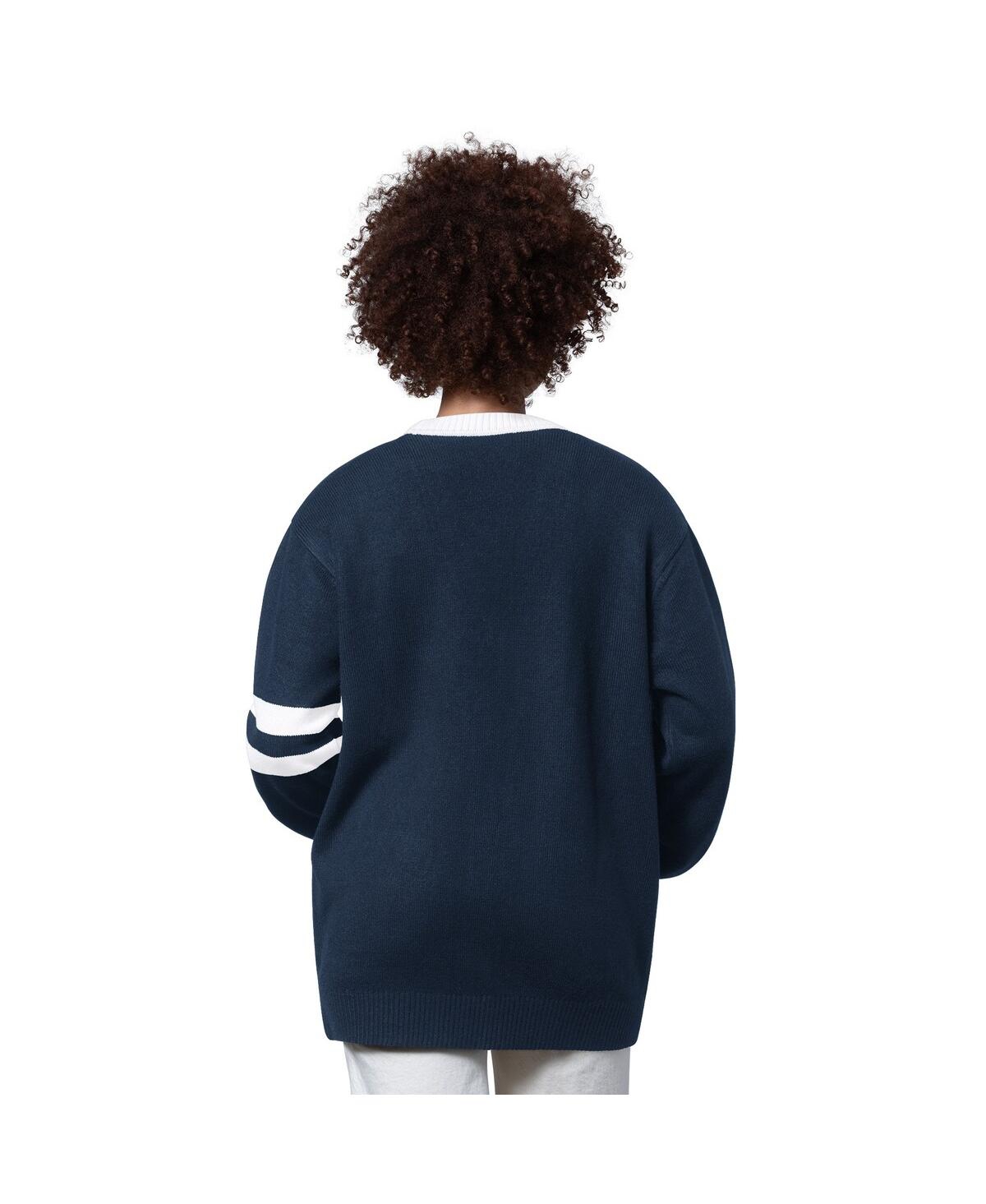 Starter Women's Navy Dallas Cowboys Back Shot Button-Up Cardigan Sweater