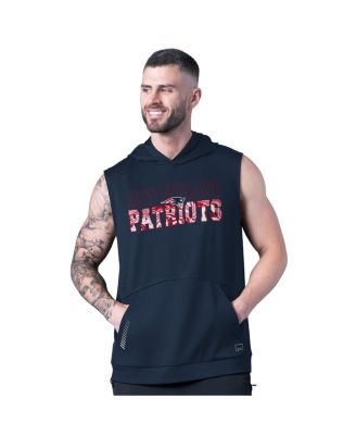 MSX by Michael Strahan - Men's Navy New England Patriots Tri-Blend Rebound Sleeveless Hoodie