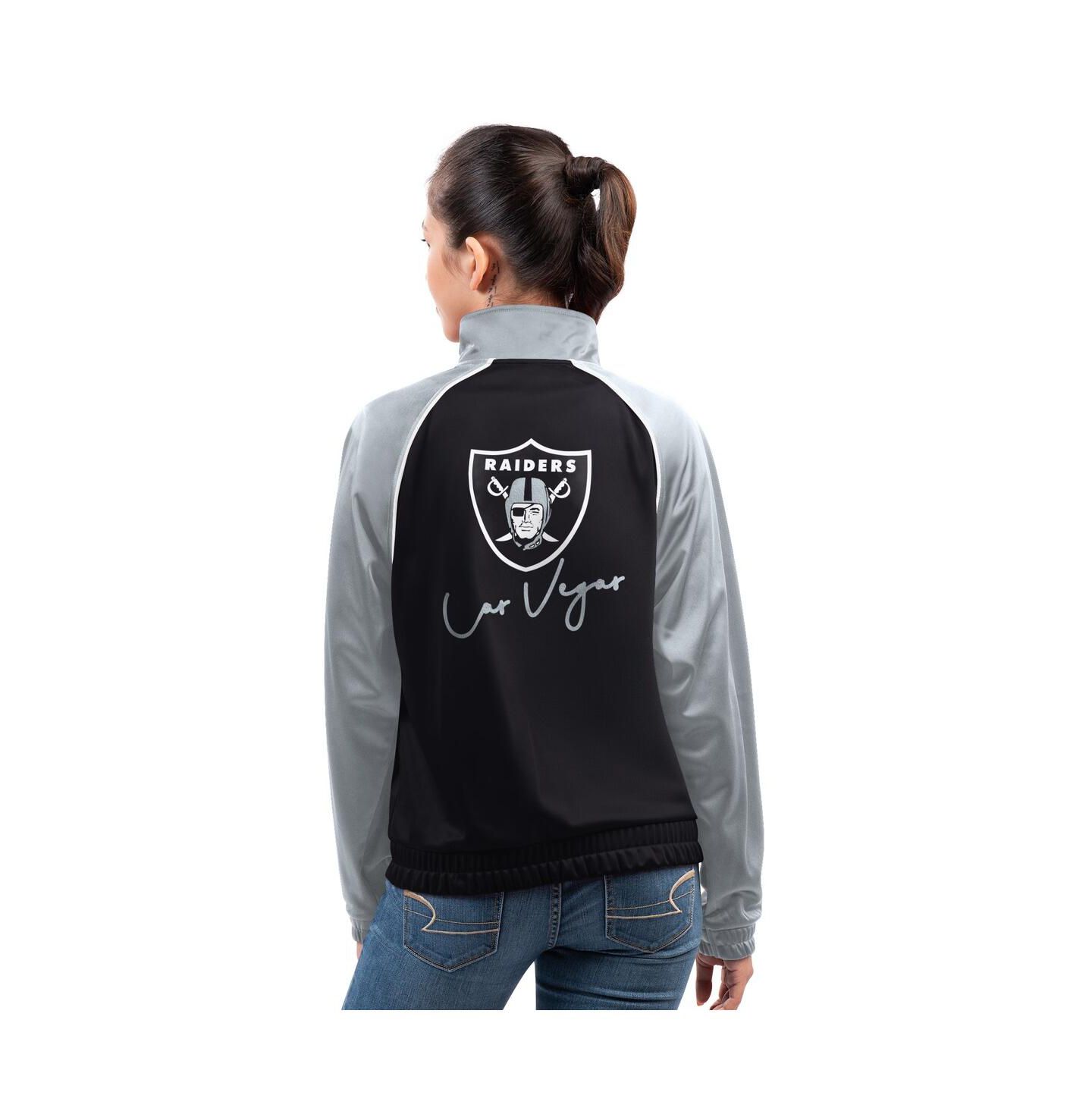 Женская куртка G-III 4Her by Carl Banks Black Las Vegas Raiders Replay Full-Zip Track Jacket — фото 2