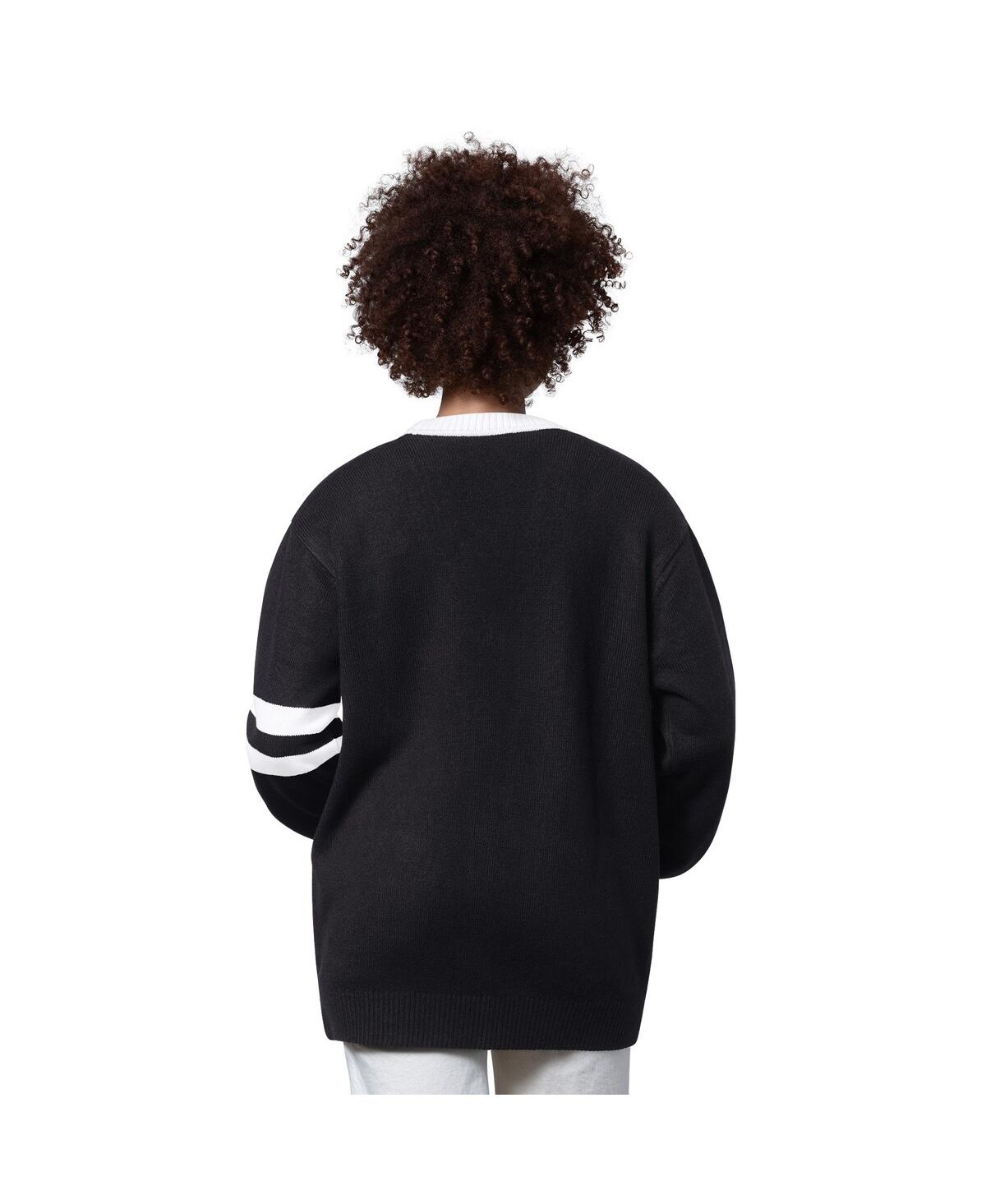 Starter Women's Black Pittsburgh Steelers Back Shot Button-Up Cardigan Sweater