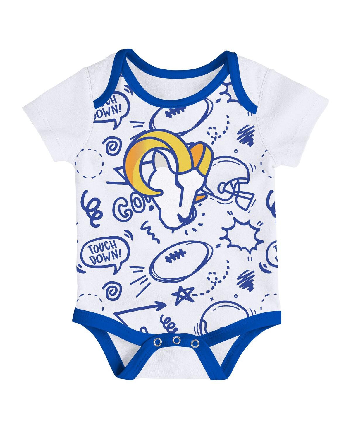 Outerstuff Baby Boys And Girls 3-piece Los Angeles Rams All Day Play Bodysuit Set In Yellow