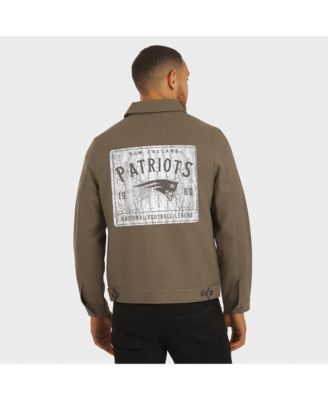 Men's Tan New England Patriots Trucker Full-Button Jacket