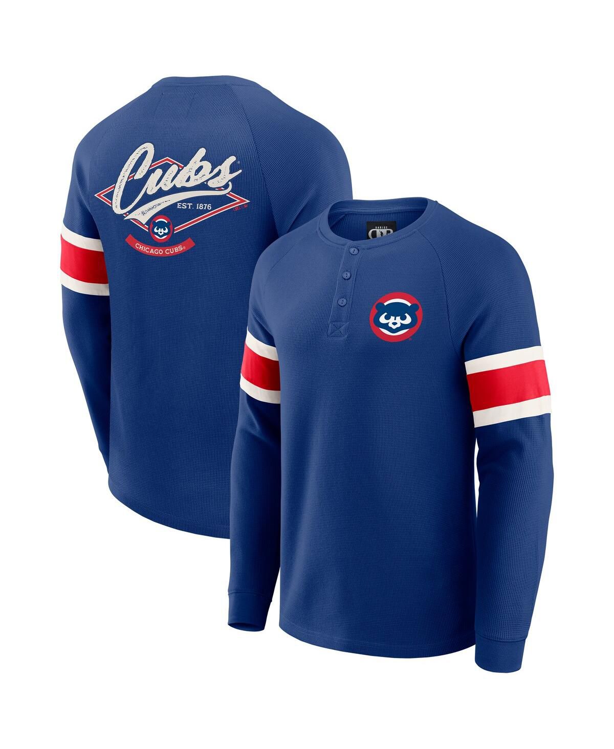 Мужская футболка реглан из вафельной вязки с длинным рукавом Henley от Fanatics Royal Chicago Cubs из коллекции Darius Rucker от Fanatics Royal Chicago Cubs