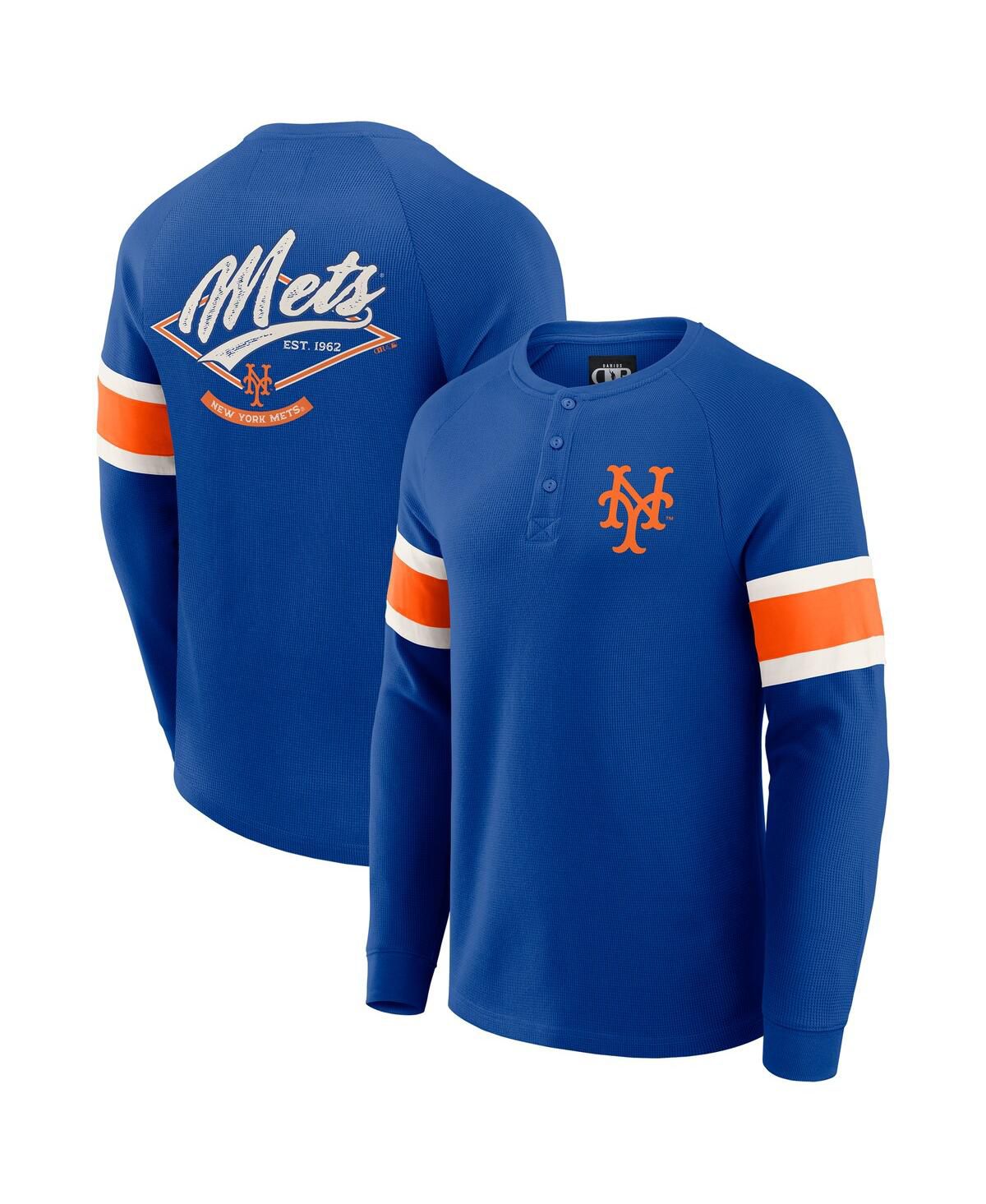 Мужская футболка реглан из вафельного трикотажа с длинным рукавом Henley от Fanatics Royal New York Mets из коллекции Darius Rucker от Fanatics Royal New York Mets