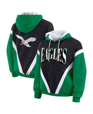 WEAR by Erin Andrews - Women's Kelly Green/Black Philadelphia Eagles Plus Size Retro Crinkle Full-Zip Windbreaker Jacket