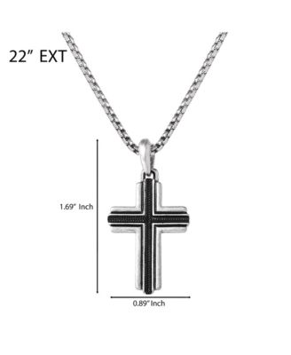 Stainless Steel Cross Necklace for Men 24", Two-Tone Pendant Necklace, Cross Jewelry