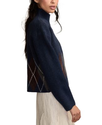 Women's Argyle Mock Neck Sweater