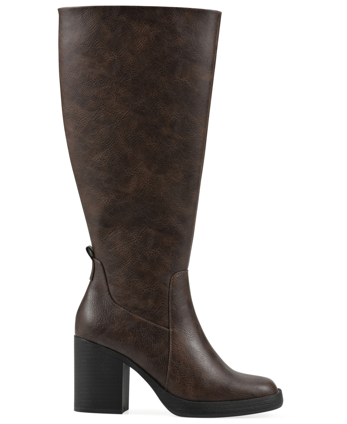 White Mountain Women's Mackle Tall Shaft Wide Calf Block Heel Boots In Brown