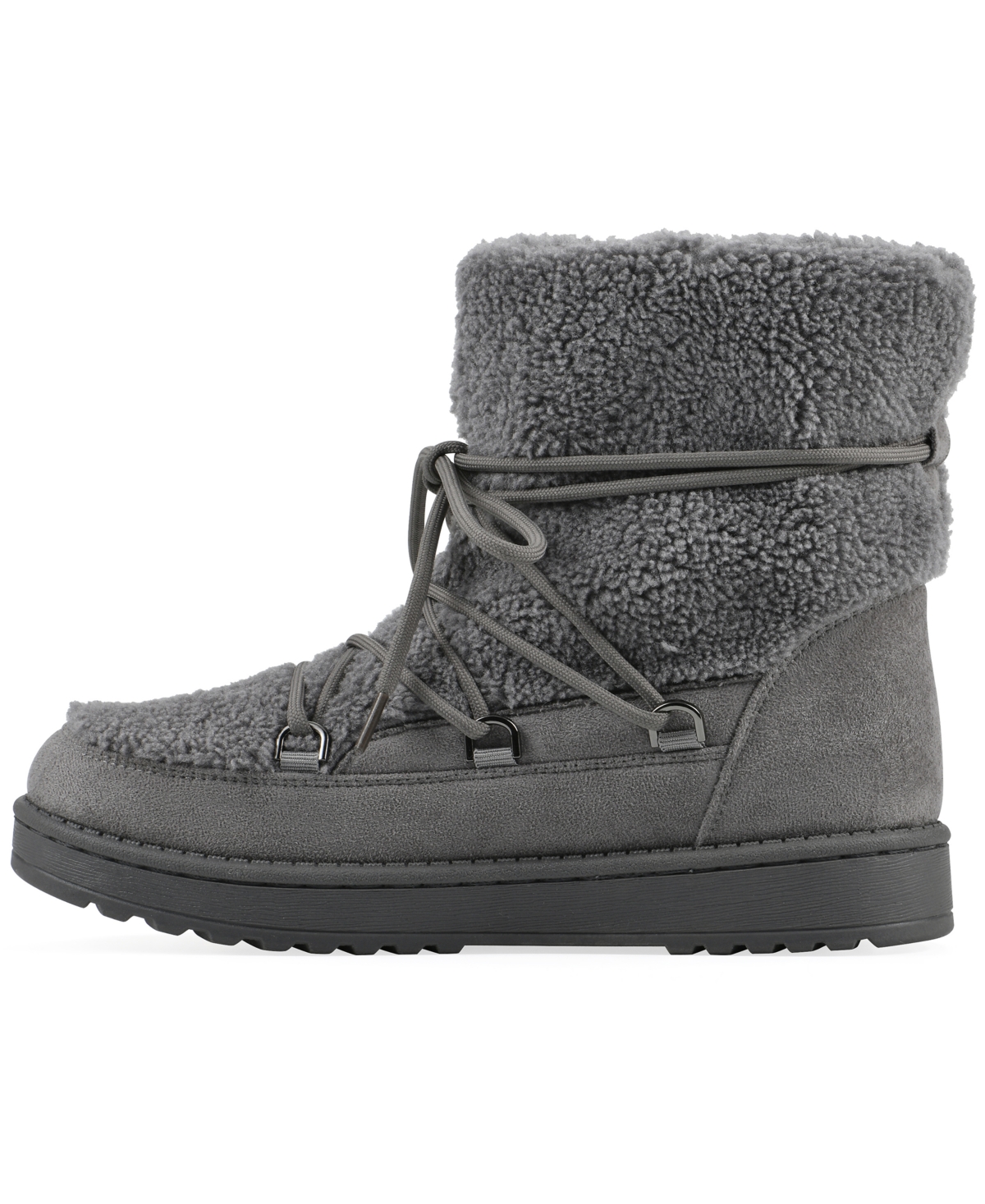 White Mountain Women's Isador Faux Sherpa Lace-up Boots In Gray