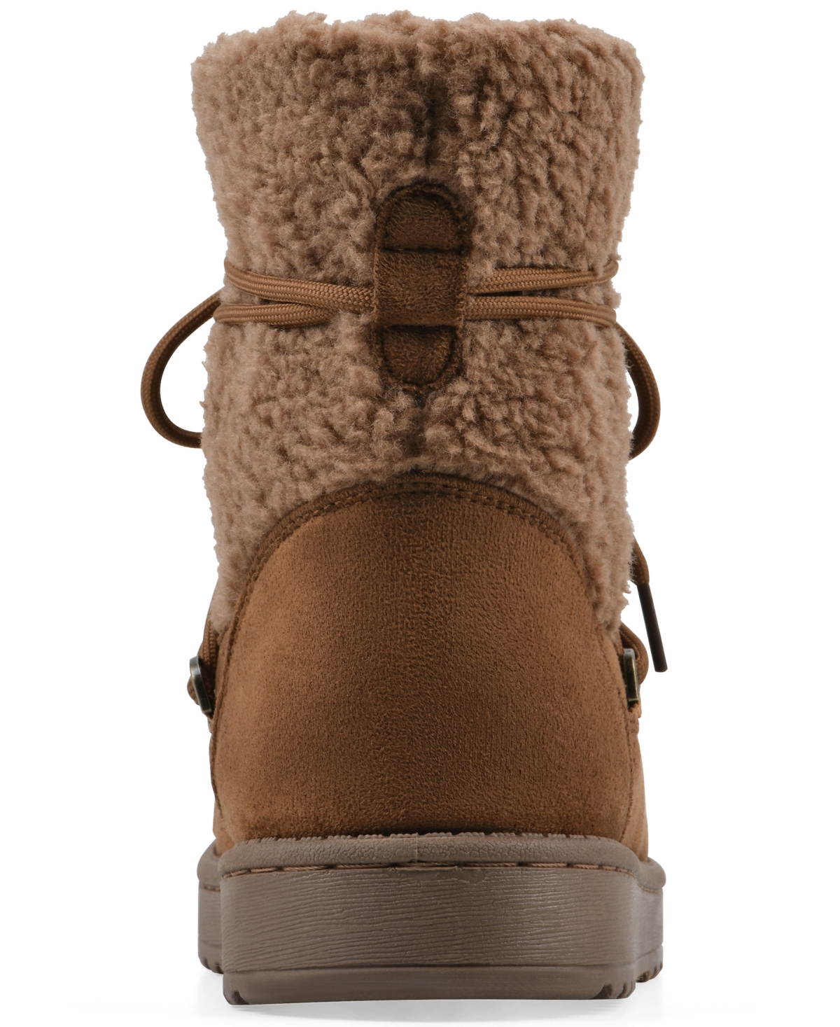 White Mountain Women's Isador Faux Sherpa Lace-up Boots In Brown