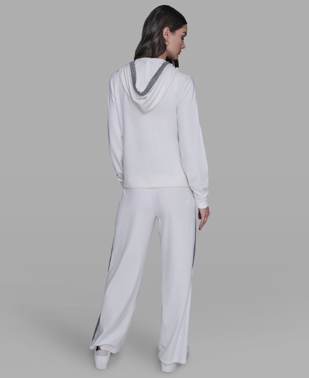 Karl Lagerfeld Women's Zip-up Hooded Jacket In White
