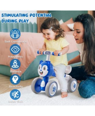 Baby Balance Bike Ride on Toys w/ Silent Wheels & PU Seat Linked Rotating Eyes