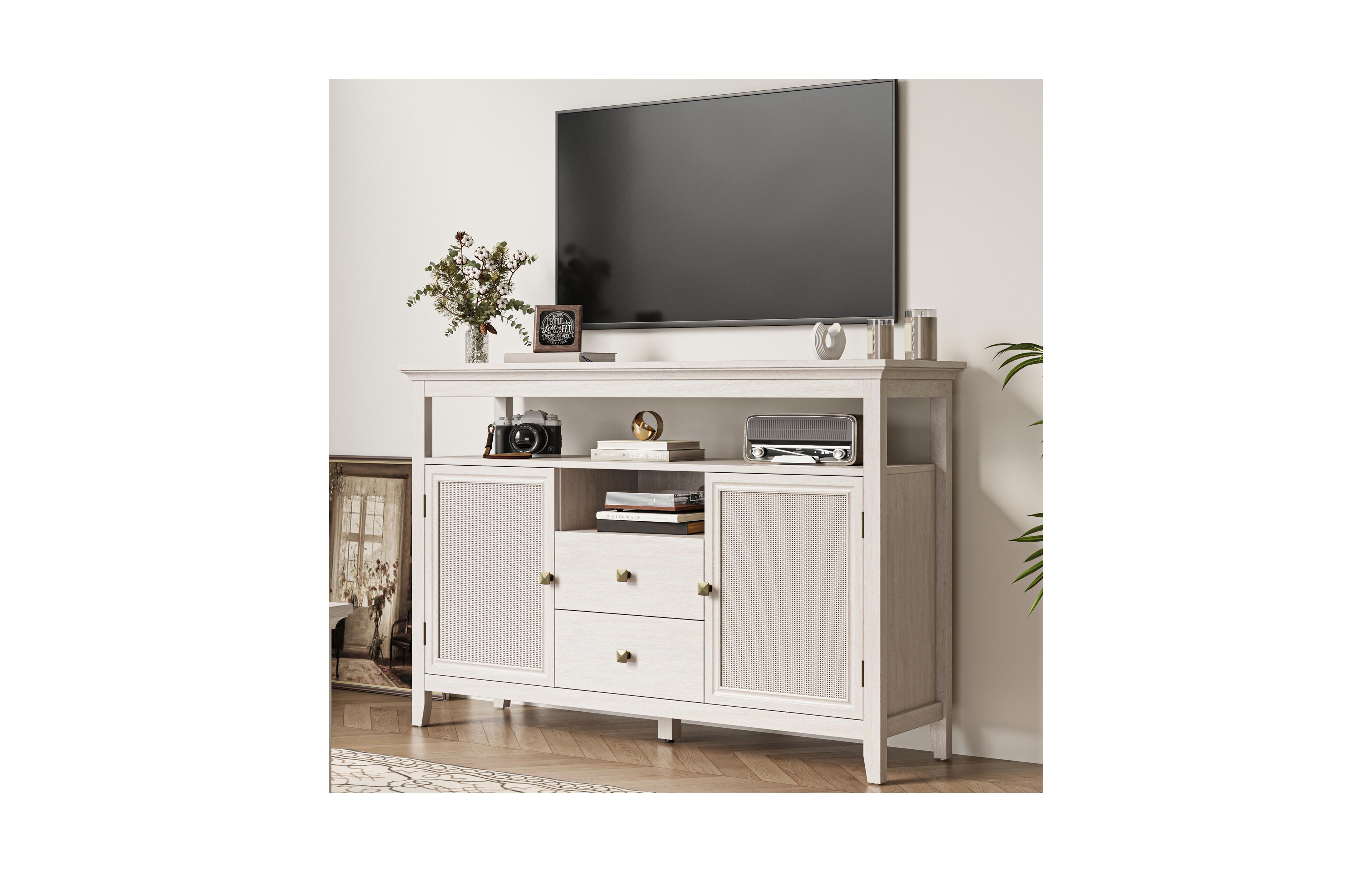 Lovmor Exquisite Rattan Accent Cabinet with Ample Storage Stylish Boho Design and Wide Usage