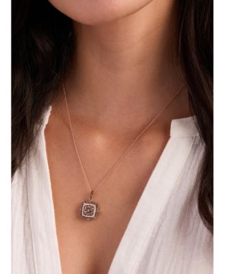 Chocolate Diamond & Nude Diamond Halo Cluster (1-1/3 ct. t.w.) Halo Adjustable 20" Pendant Necklace