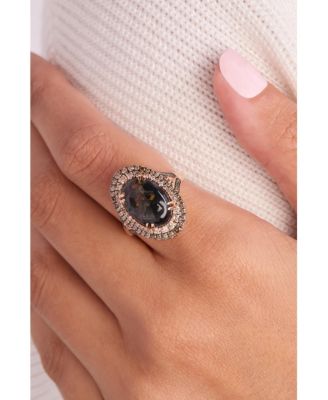 Aquadite (4 ct. t.w.) & Diamond (3/4 ct. t.w.) Double Halo Ring in 14k Rose Gold