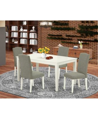 5 PC wood  Linen White Dining Room Set