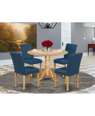 Five-piece Oak upholstered  Round Dining Room Set