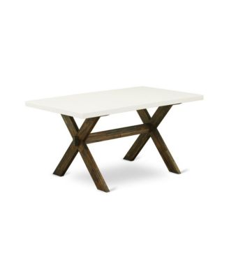 5-Piece Dinette Set- 4 Dining Room Chairs with Limelight Linen Fabric Seat and Button Tufted Chair Back - Rectangular Table Top & Wooden Cross Legs