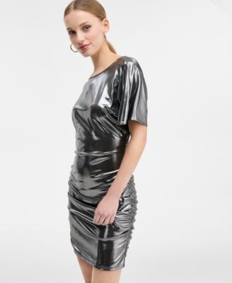 Women's Lam&eacute; Ruched Mini Dress