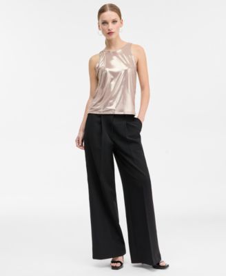 Women's Lam&eacute; Cowl-Back Sleeveless Top