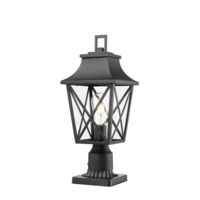 Black Outdoor Pole Lantern Light with Pier Mount Base for Garden and Patio 2-Pack