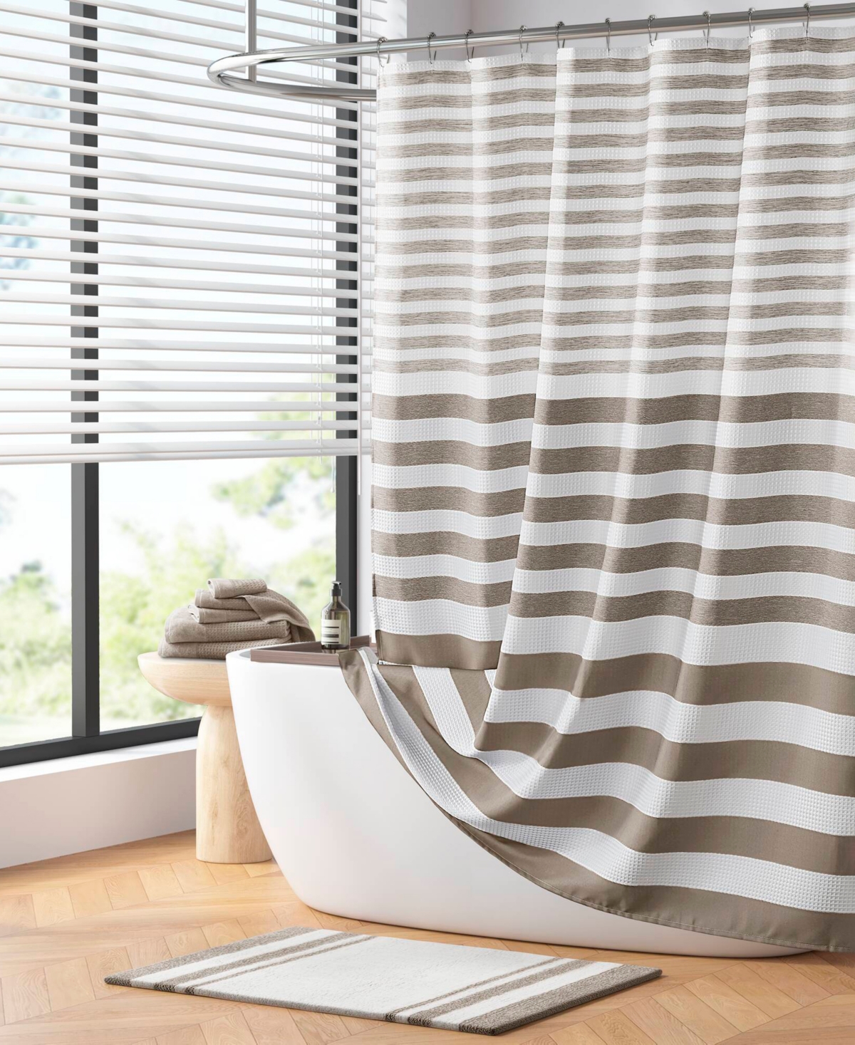 Madison Park Ariana Ombre Waffle Shower Curtain, 72" X 72" In Brown