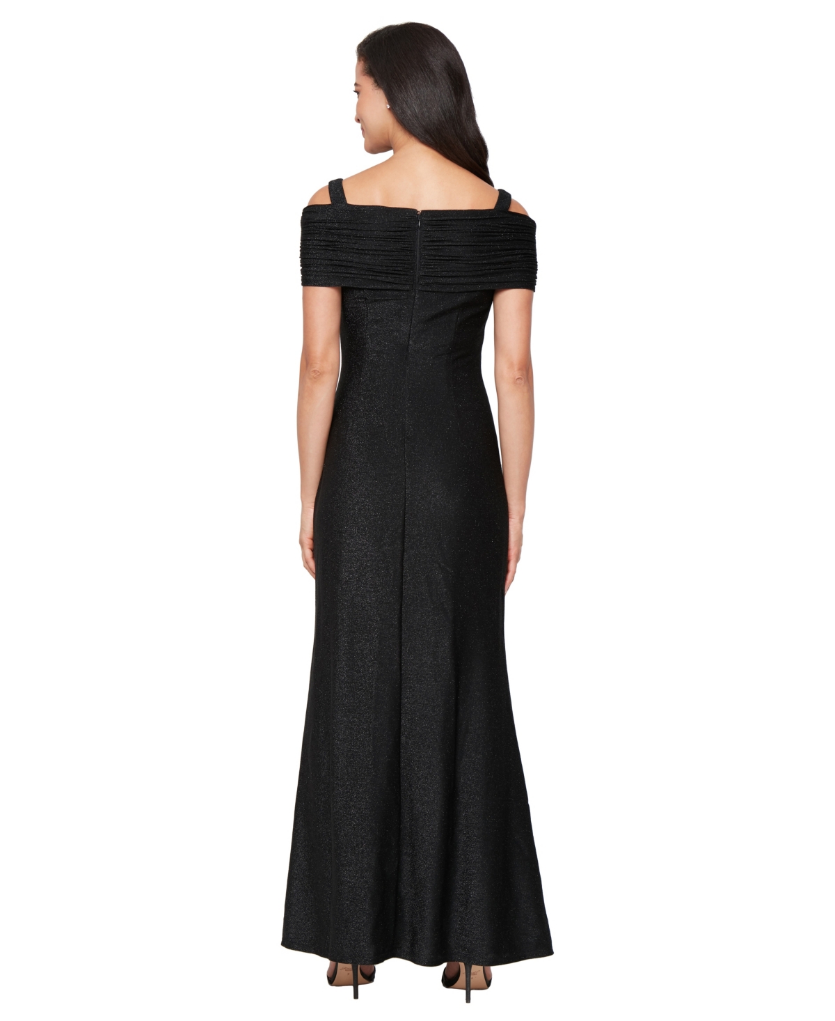 Sl Fashions Women's Off-the-shoulder Long Knit Dress In Black