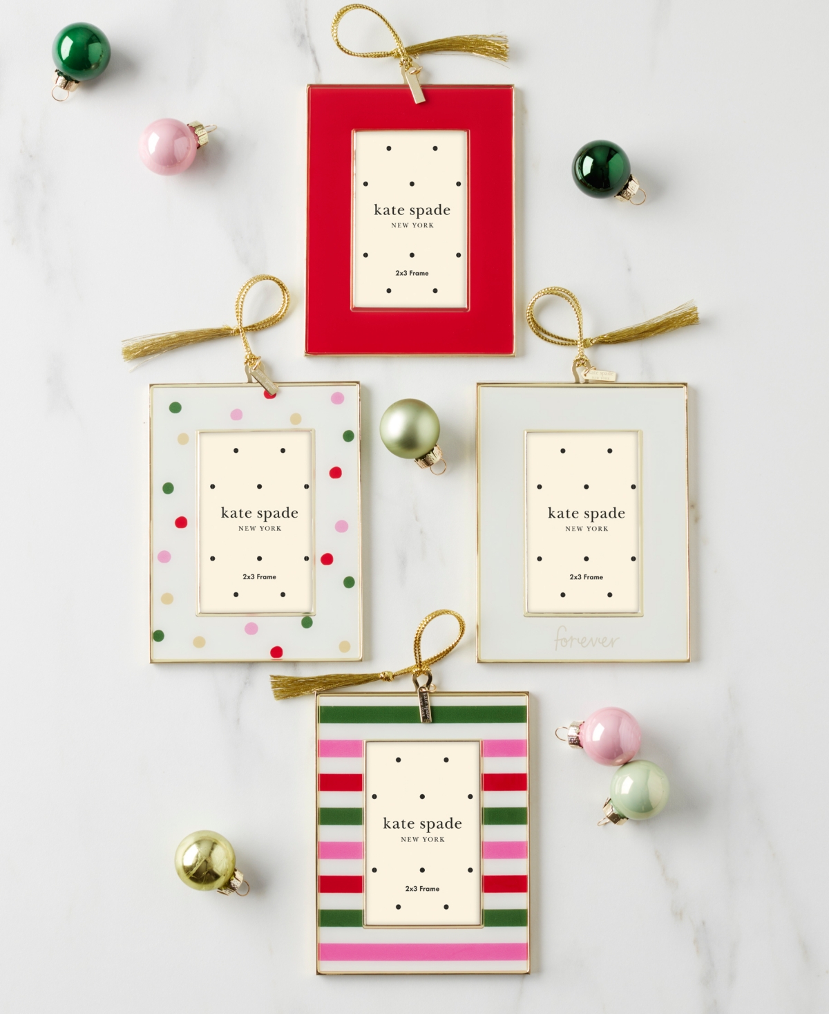Kate Spade Be Jolly Mini Frame Ornament In Red