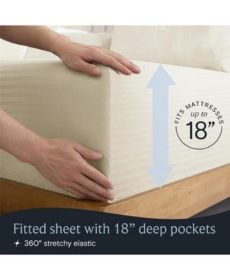 4-PC Striped Silky Soft Cooling Deep Pocket Sheet Set, Queen