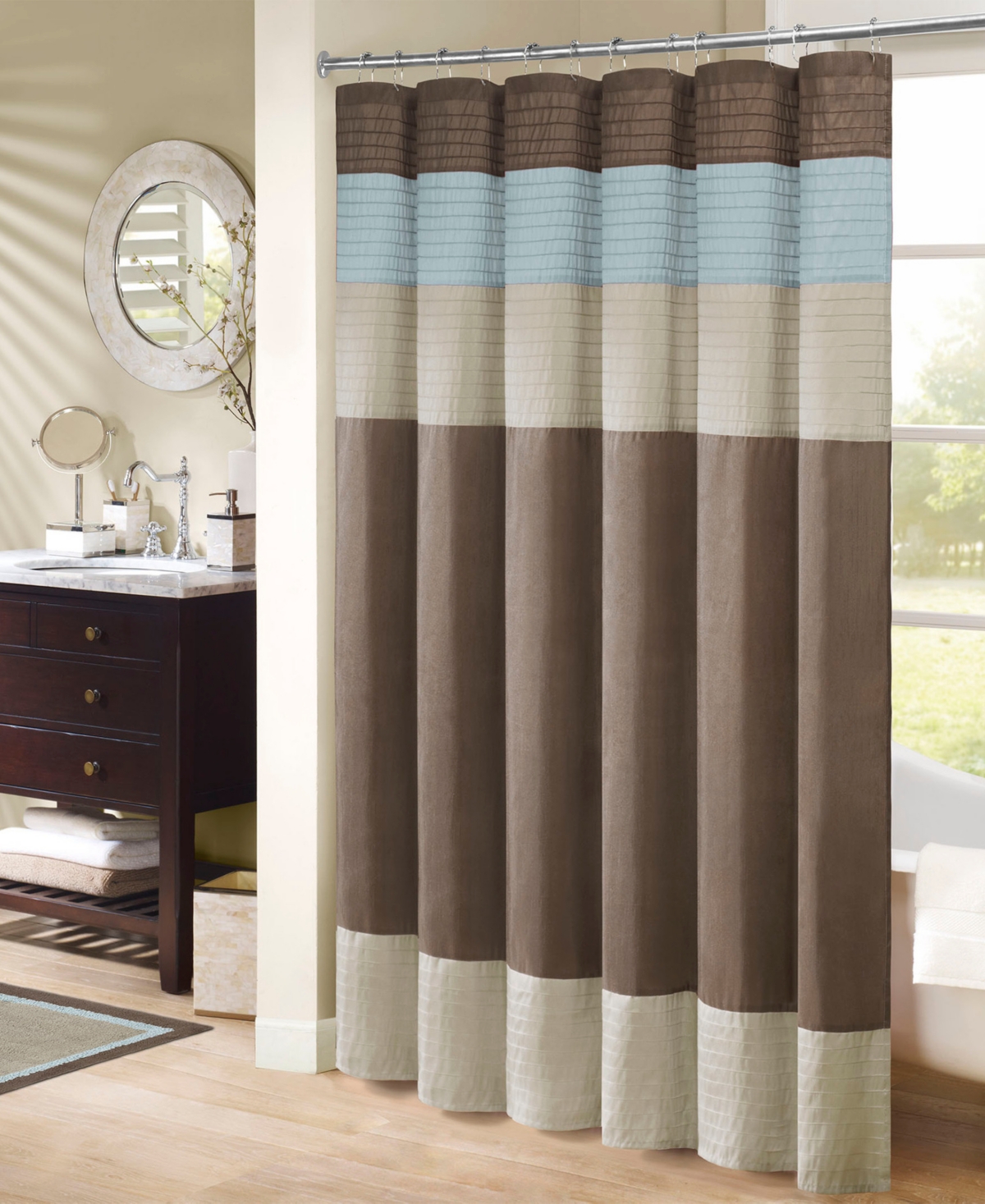 Madison Park Amherst Faux Silk Shower Curtain, 72" X 84" In Multi