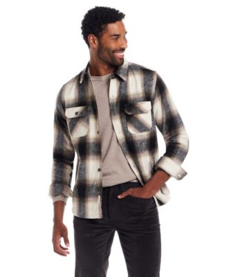 Wool Blend Brushed Plaid Shirt Jacket