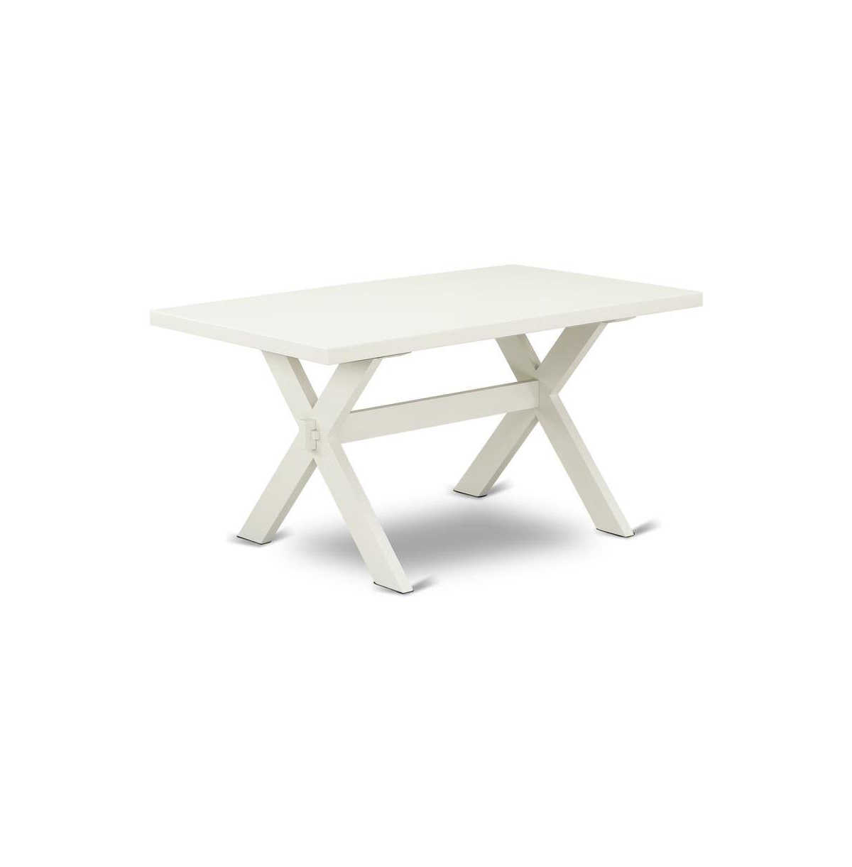 East West Furniture 6Pc Dinette Sets for Small Spaces Includes a Dining Table, 4 Parsons Dining Chairs with Baby Blue Color Linen Fabric and a Bench,