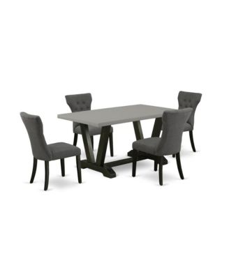 5-Piece Kitchen Dinette Set with 4 Upholstered Parson Chairs and Rectangular Dining Table
