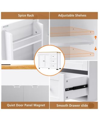 74.8" Expandable Kitchen Island with Slide-Out Table, Drawers & USB Outlet-Maison Boucle