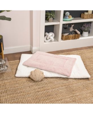 Flora Extra Large Classic Cottage Linen/Plush Ultra Soft Reversible Pet Bed & Crate Mat with Washable Cover
