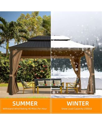 12-ft x 10-ft Hardtop Gazebo Brown Gazebo with Hardtop Roof