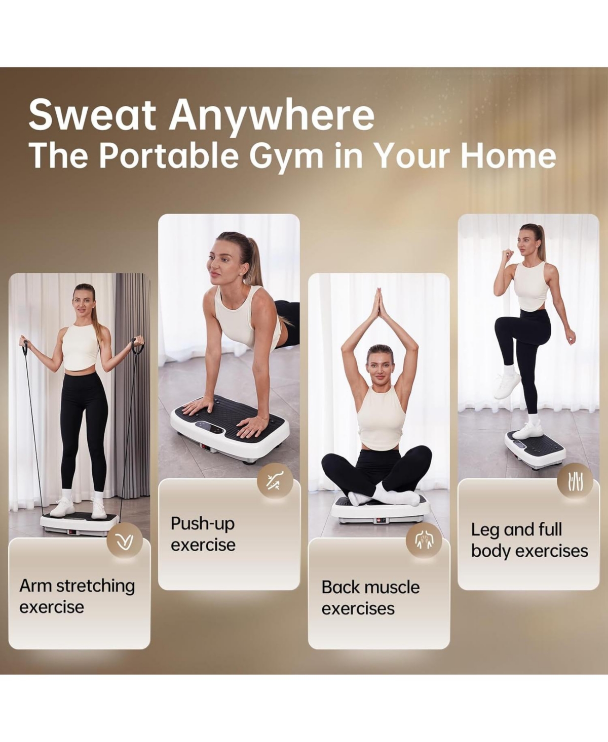 350lbs Capacity Vibration Plate Exercise Machine Vibrating for Lymphatic Drainage & Weight Loss Whole Body Shaking Workout Fitness