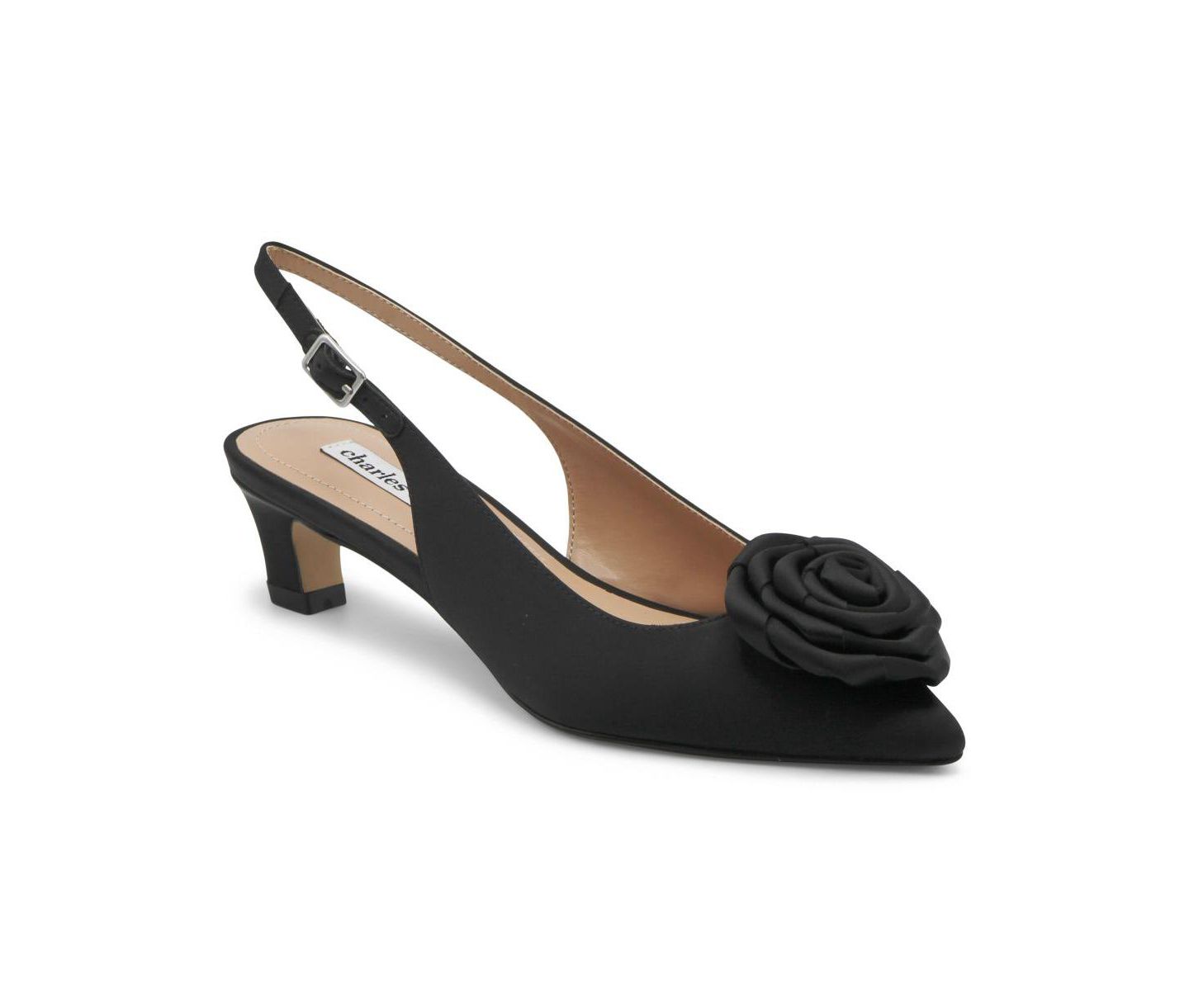 Женское платье Charles David Aleph Slingback Low Heel Rosette, цвет: Чёрный — фото 1