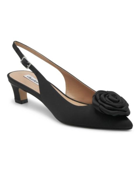Женское платье Charles David Aleph Slingback Low Heel Rosette, цвет: Чёрный
