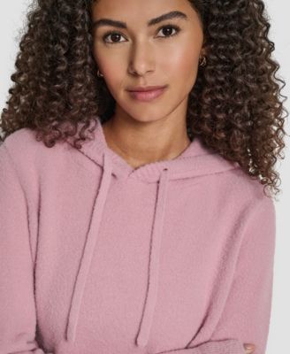 Women's Feather Yarn Hood Tonal Hoodie