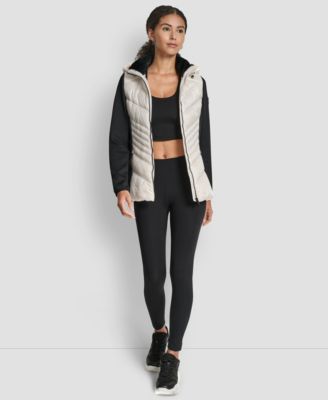 Women's Chevron Quilt Scuba Mix Collar Jacket