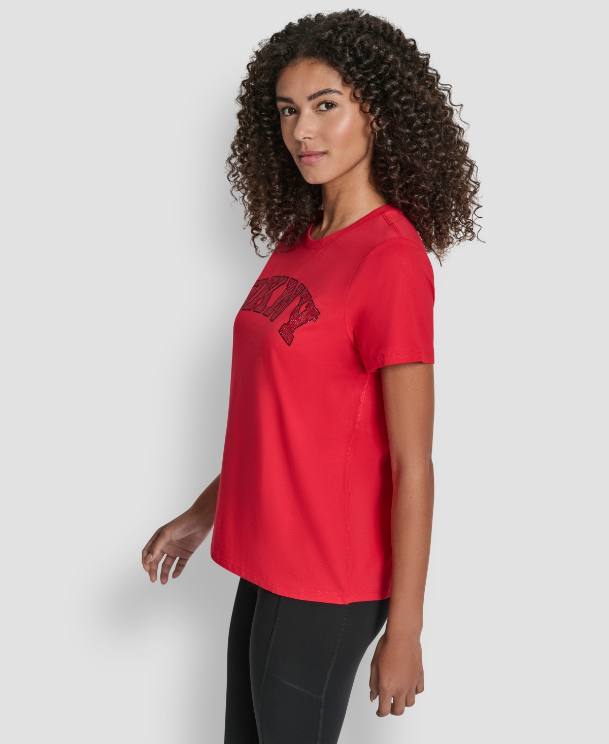 Dkny Women's Arched Exploded Rhinestone Crewneck T-Shirt